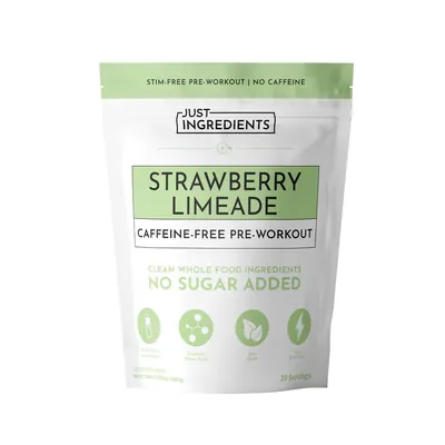 Just Ingredients caffeine-free strawberry limeade pre-workout powder