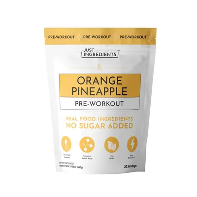 Just Ingredients orange pineapple pre-workout powder